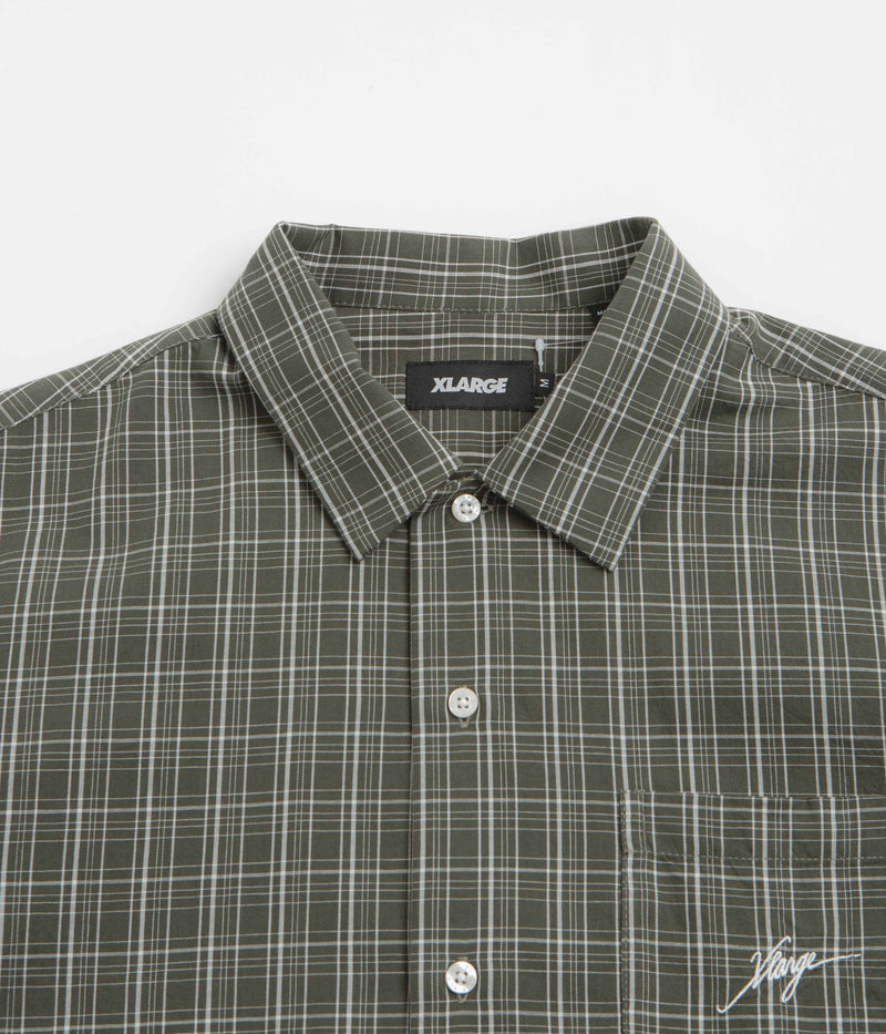 XLarge Embroidered Plaid Short Sleeve Shirt in Olive