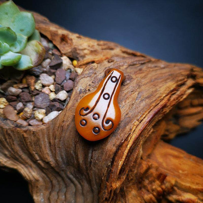 Yak Bone Amulet, Bead Counter Pendant for Mala - Tibetan Buddhist mala beads, front view
