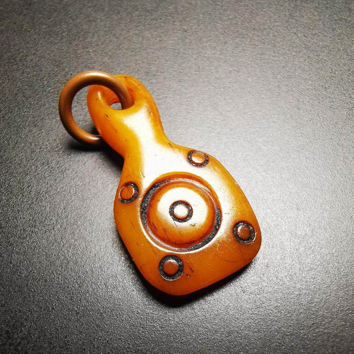 Yak Bone Amulet, Bell Shape Bead Counter Click Pendant - Tibetan Buddhist amulet, view 4