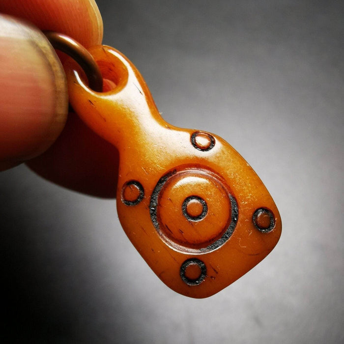 Yak Bone Amulet, Bell Shape Bead Counter Click Pendant - Tibetan Buddhist amulet, view 6