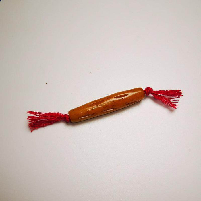 Yak Bone Amulet Charm, Bone Carved Pipe Charm Necklace - Tibetan Buddhist bead necklace, close-up detail