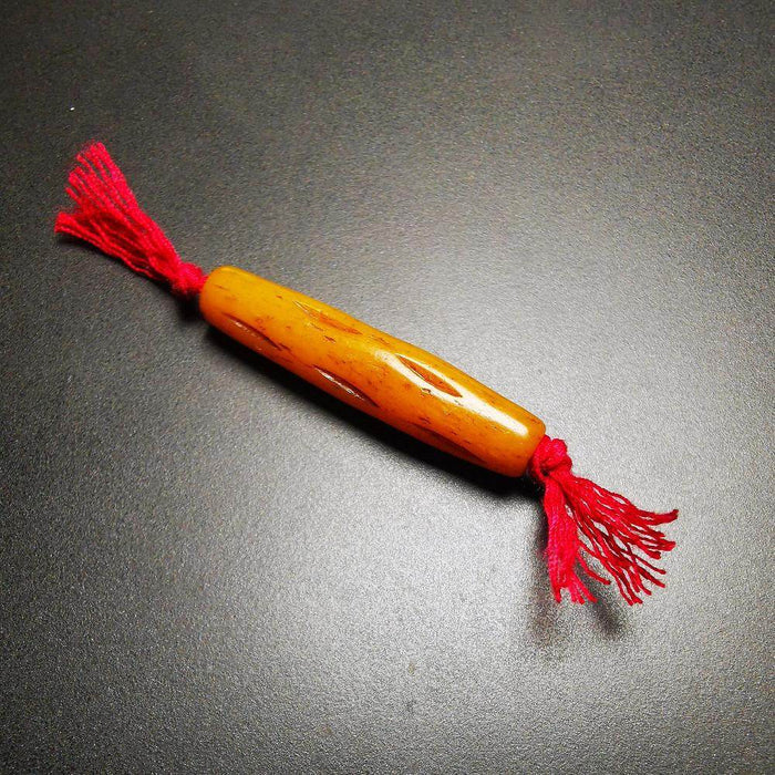 Yak Bone Amulet Charm, Bone Carved Pipe Charm Necklace - Tibetan Buddhist bead necklace, view 4