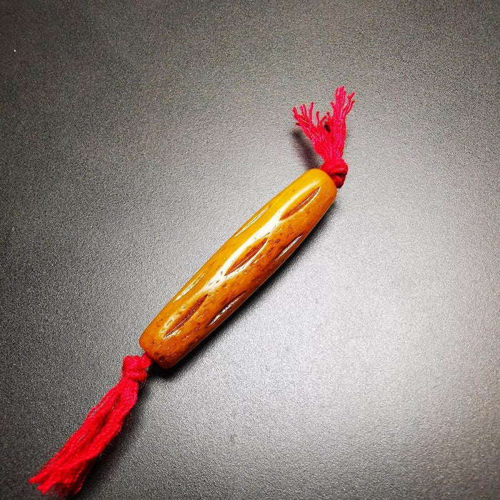 Yak Bone Amulet Charm, Bone Carved Pipe Charm Necklace - Tibetan Buddhist bead necklace, view 5