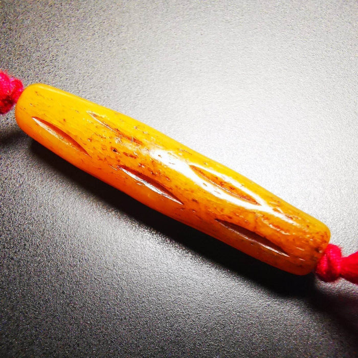 Yak Bone Amulet Charm, Bone Carved Pipe Charm Necklace - Tibetan Buddhist bead necklace, view 8