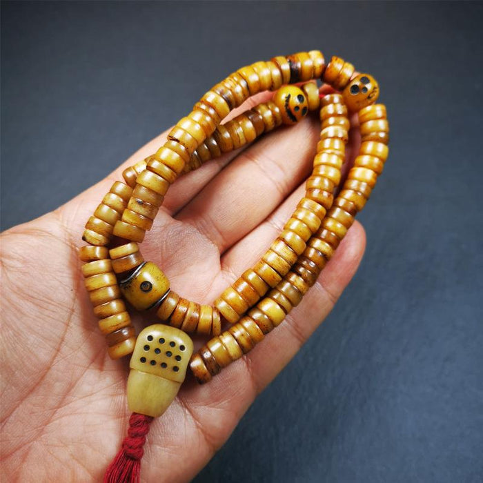 Yak Bone Mala 0.35" - Tibetan Buddhist mala beads, view 4