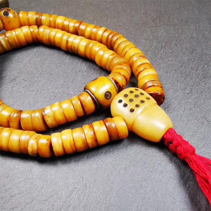 Yak Bone Mala 0.35" - Tibetan Buddhist mala beads, view 5