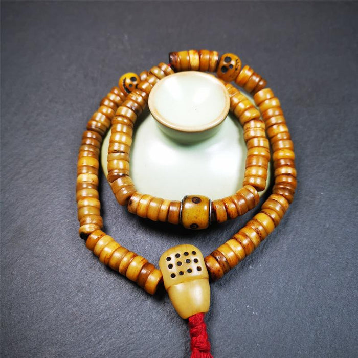 Yak Bone Mala 0.35" - Tibetan Buddhist mala beads, view 6