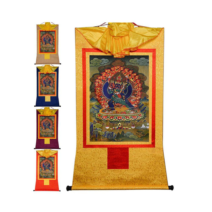 གཤིན་རྗེ་གཤེད་ Yamantaka- Conqueror of the Lord of Death - Tibetan thangka painting, front view