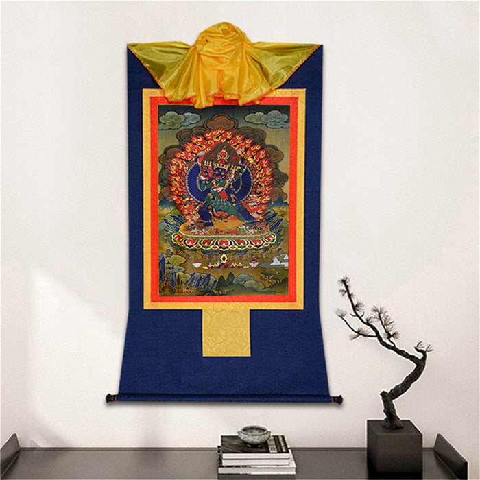 གཤིན་རྗེ་གཤེད་ Yamantaka- Conqueror of the Lord of Death - Tibetan thangka painting, detailed view