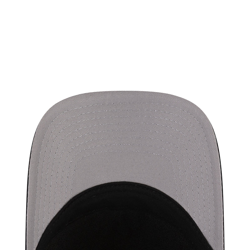 Light gray cap crown with black inner brim and small ventilation eyelets