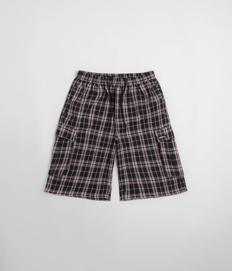 Yardsale Shoreline Plaid Shorts in Black and Pink