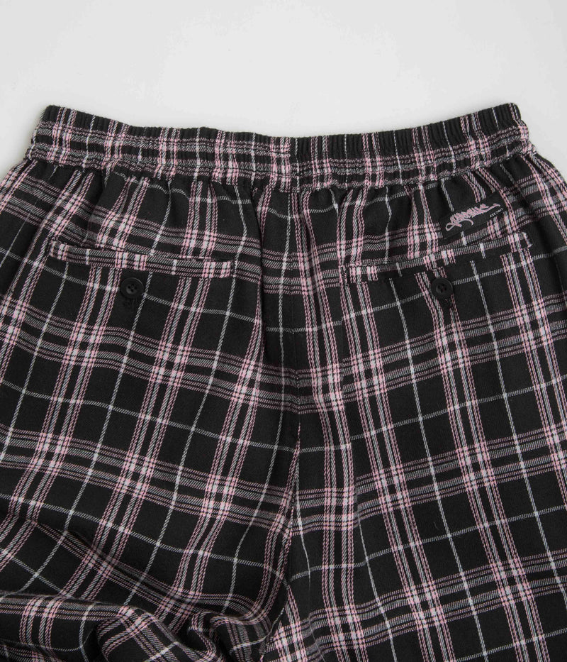 Yardsale Shoreline Plaid Shorts in Black and Pink