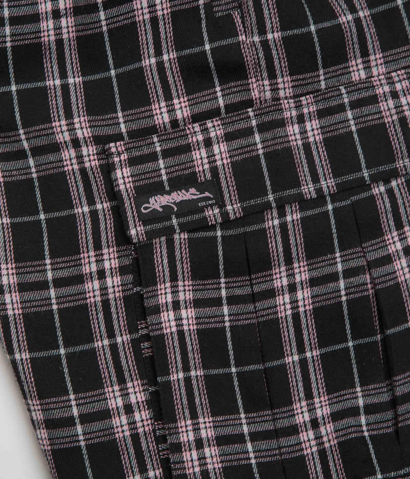 Yardsale Shoreline Plaid Shorts in Black and Pink