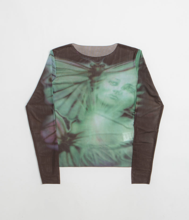 Yardsale Butterfly Mesh Long Sleeve T-Shirt in Black