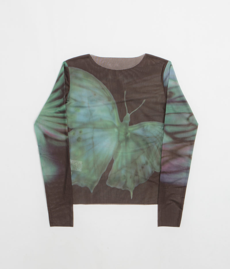 Yardsale Butterfly Mesh Long Sleeve T-Shirt in Black