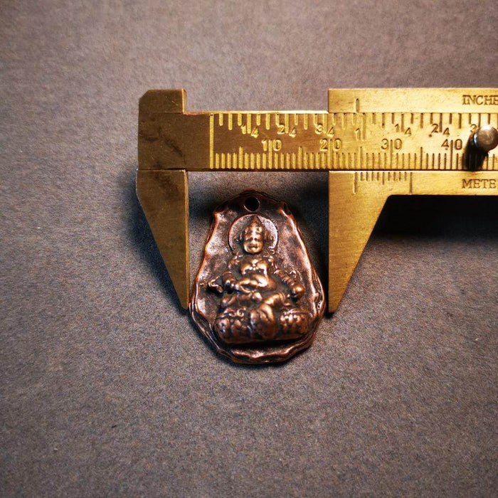 Yellow Jambhala Pendant - Tibetan Buddhist art, size reference