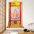 Yellow Jambhala ,Woodblock Thangka Art - Tibetan thangka painting, front view