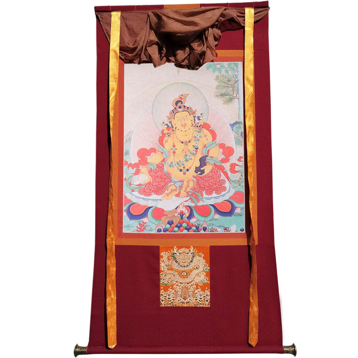 Yellow Jambhala ,Woodblock Thangka Art - Tibetan thangka painting, view 6