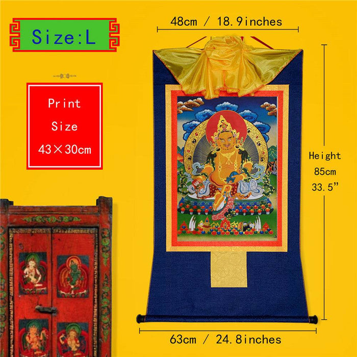 Yellow Jambhala,Dzambhala - Tibetan thangka painting, view 4