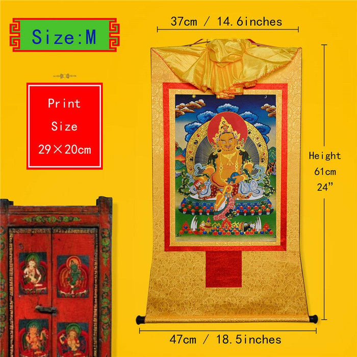 Yellow Jambhala,Dzambhala - Tibetan thangka painting, view 5