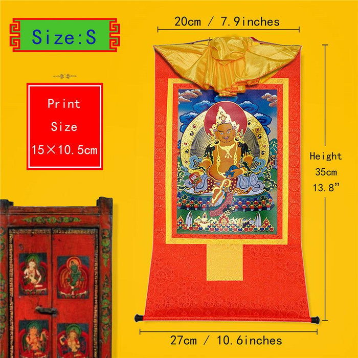 Yellow Jambhala,Dzambhala - Tibetan thangka painting, view 6