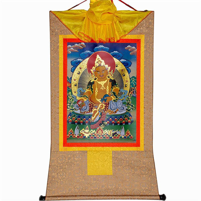 Yellow Jambhala,Dzambhala - Tibetan thangka painting, view 8