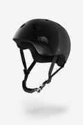YEPA T-Shell gloss black helmet with white logo on the side and adjustable chin strap