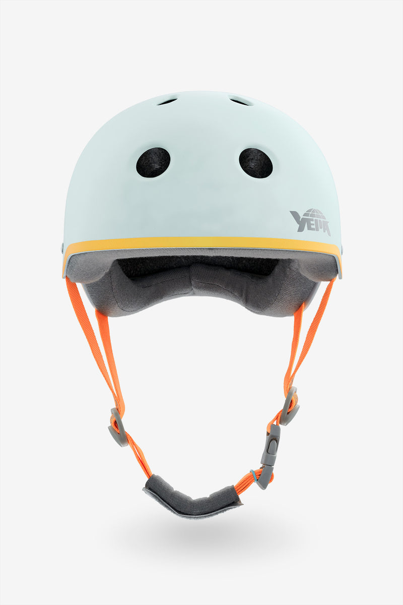 Stone speckled YEPA helmet with red accent stripe and padded interior.