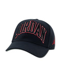 Youth Jordan dad cap in black with red AJ13 graphic on front
