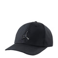 Black youth baseball cap with curved brim and Jumpman emblem