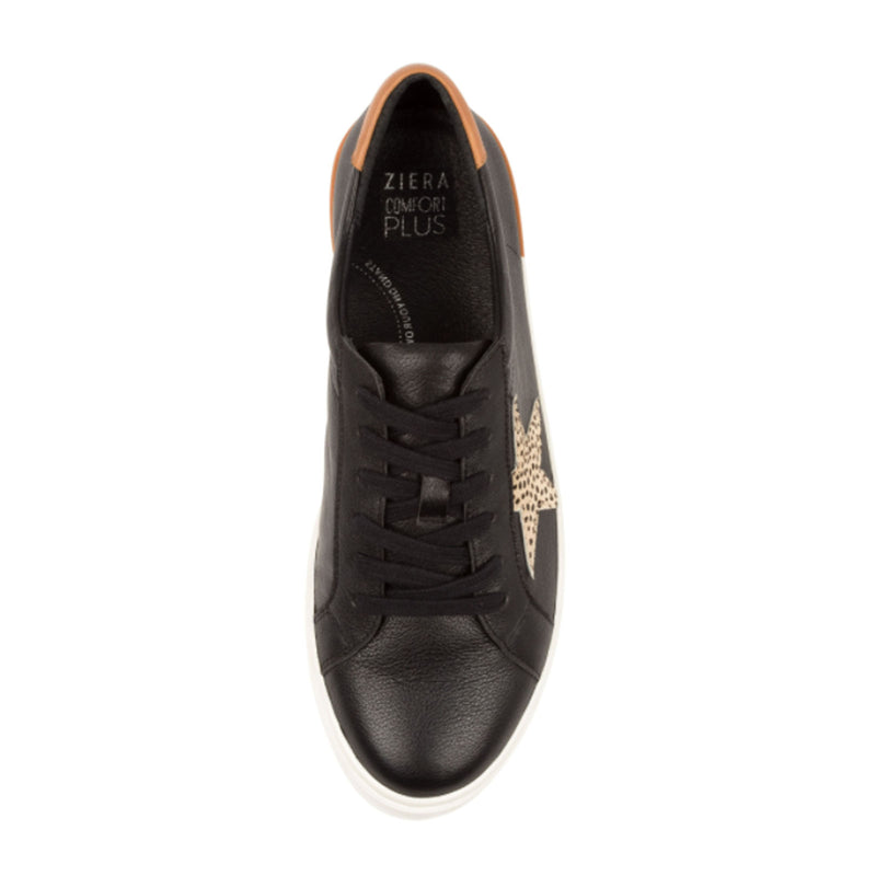 Ziera Alysia Wide Sneaker (Women) - Black-Scotch Athletic - Casual - Lace Up - The Heel Shoe Fitters