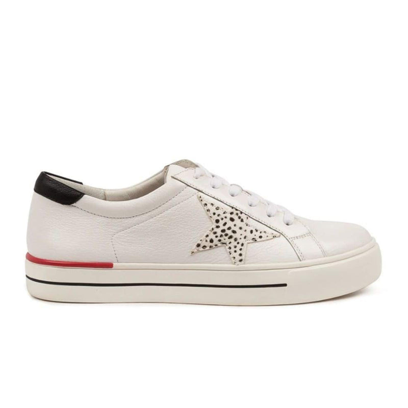 Ziera Alysia Wide Sneaker (Women) - White-Black Athletic - Casual - Lace Up - The Heel Shoe Fitters