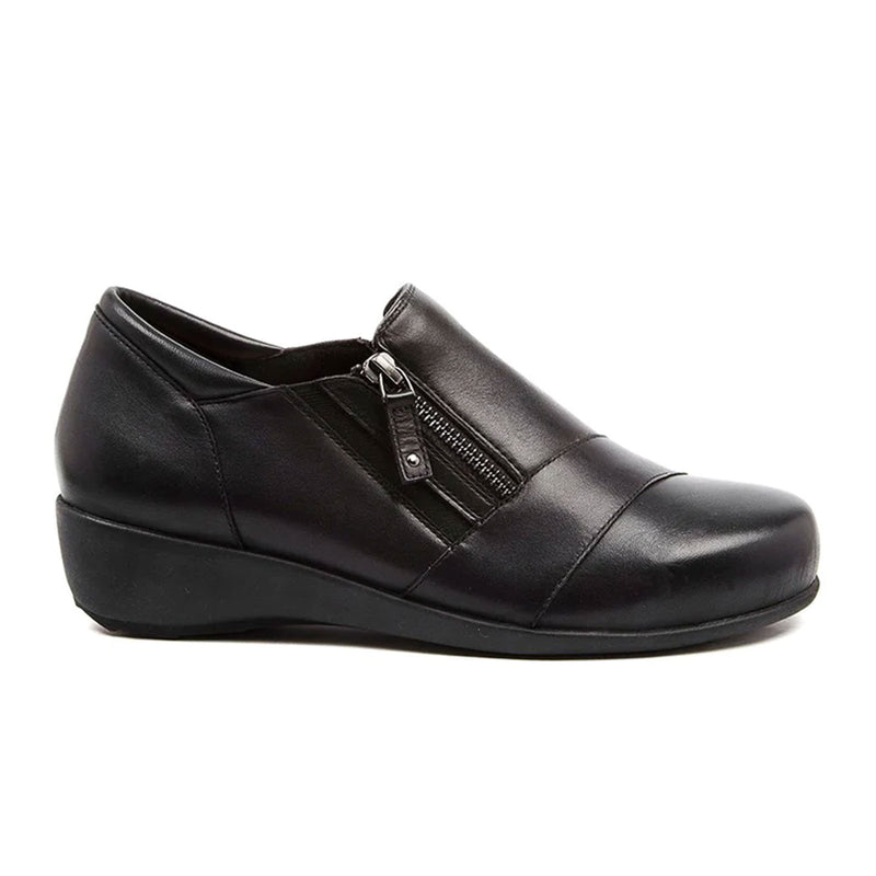 Ziera Sage XF Slip On (Women) - Black Leather Dress-Casual - Slip On - The Heel Shoe Fitters