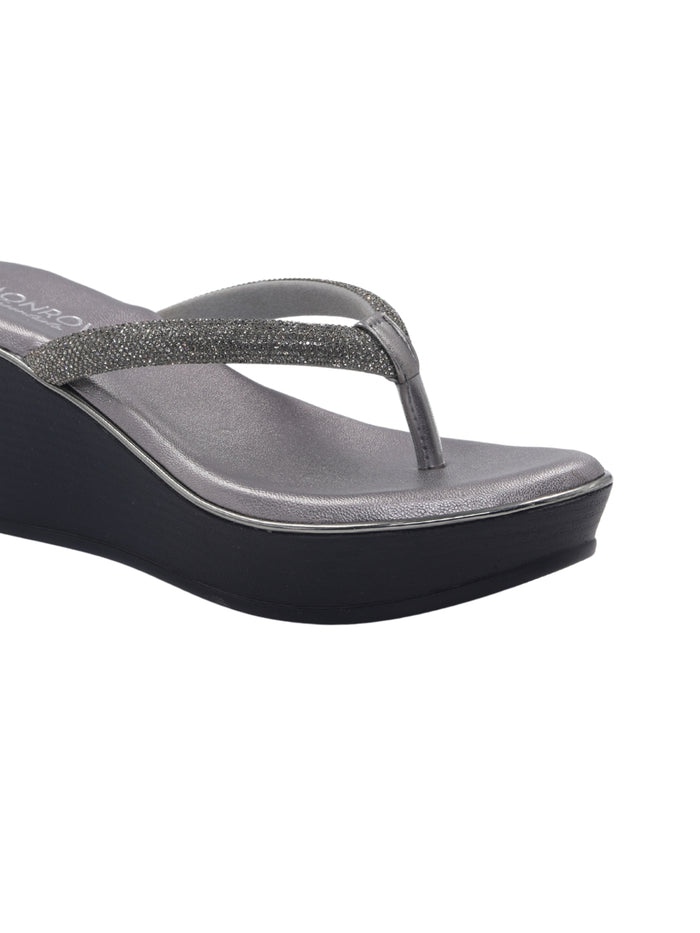 Zova Gun Metal Wedge Heels
